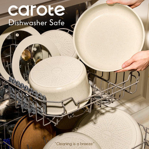 CAROTE pans inside oven illustrating oven-ready versatility when handles are removed