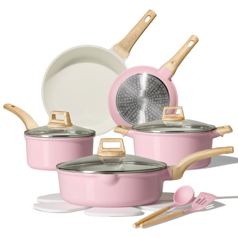 CAROTE pink set front packaging showing full 14-piece collection and convenience