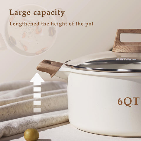 CAROTE stock pot in use simmering soup demonstrating consistent cooking performance