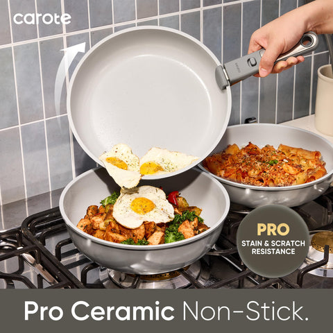 CAROTE saucepans and stockpot with lids, ready for family meals