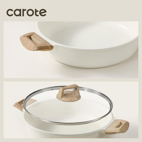 CAROTE next to measuring cup to show 4-quart scale and space-saving capacity
