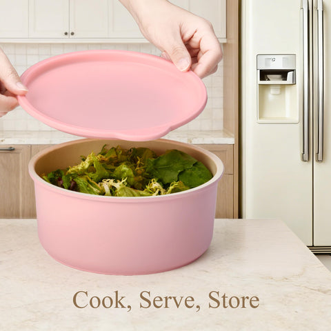CAROTE serving on dining table displaying stylish pink finish and direct table-to-serve benefit
