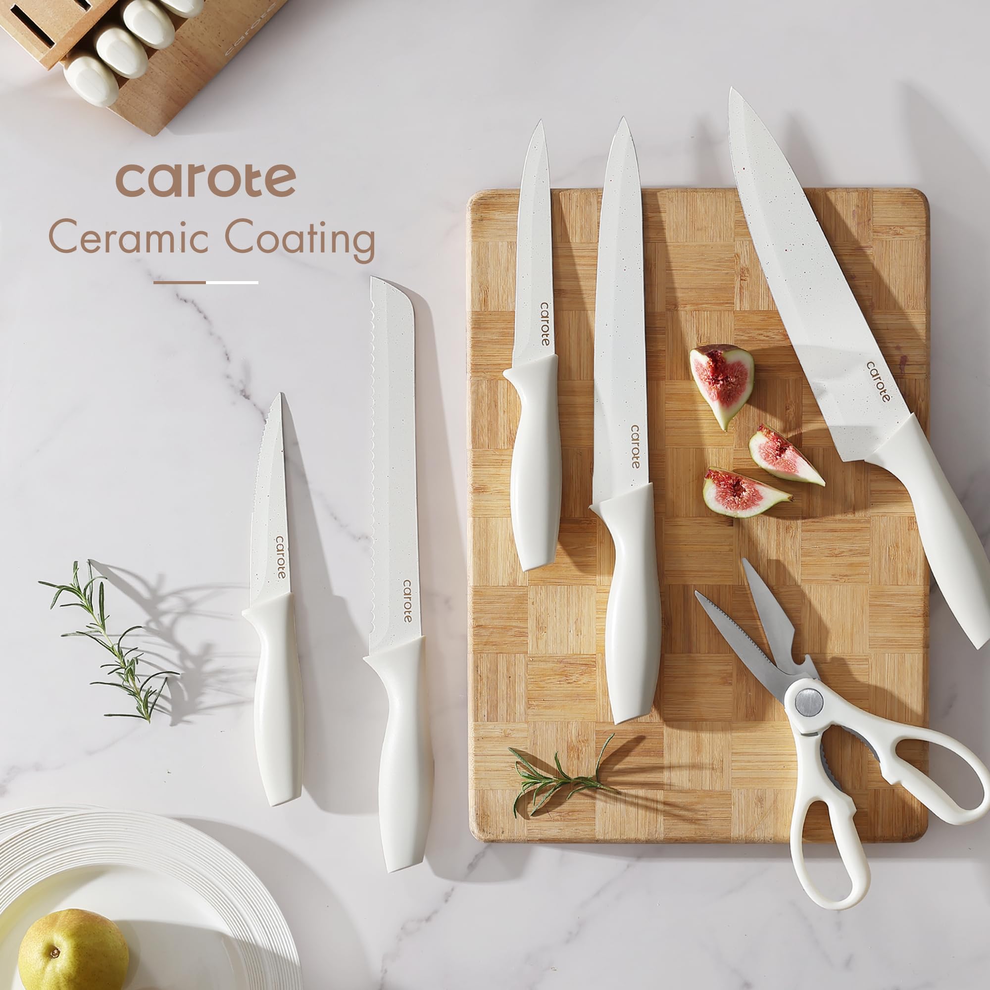 CAROTE size comparison beside cutting board to show scale and countertop fit