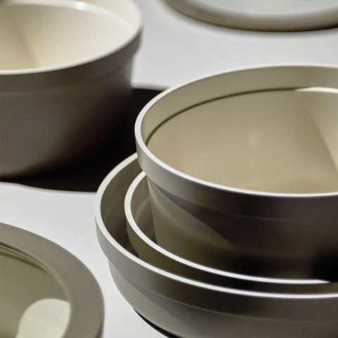 CAROTE stacked pans demonstrating compact, space-saving storage