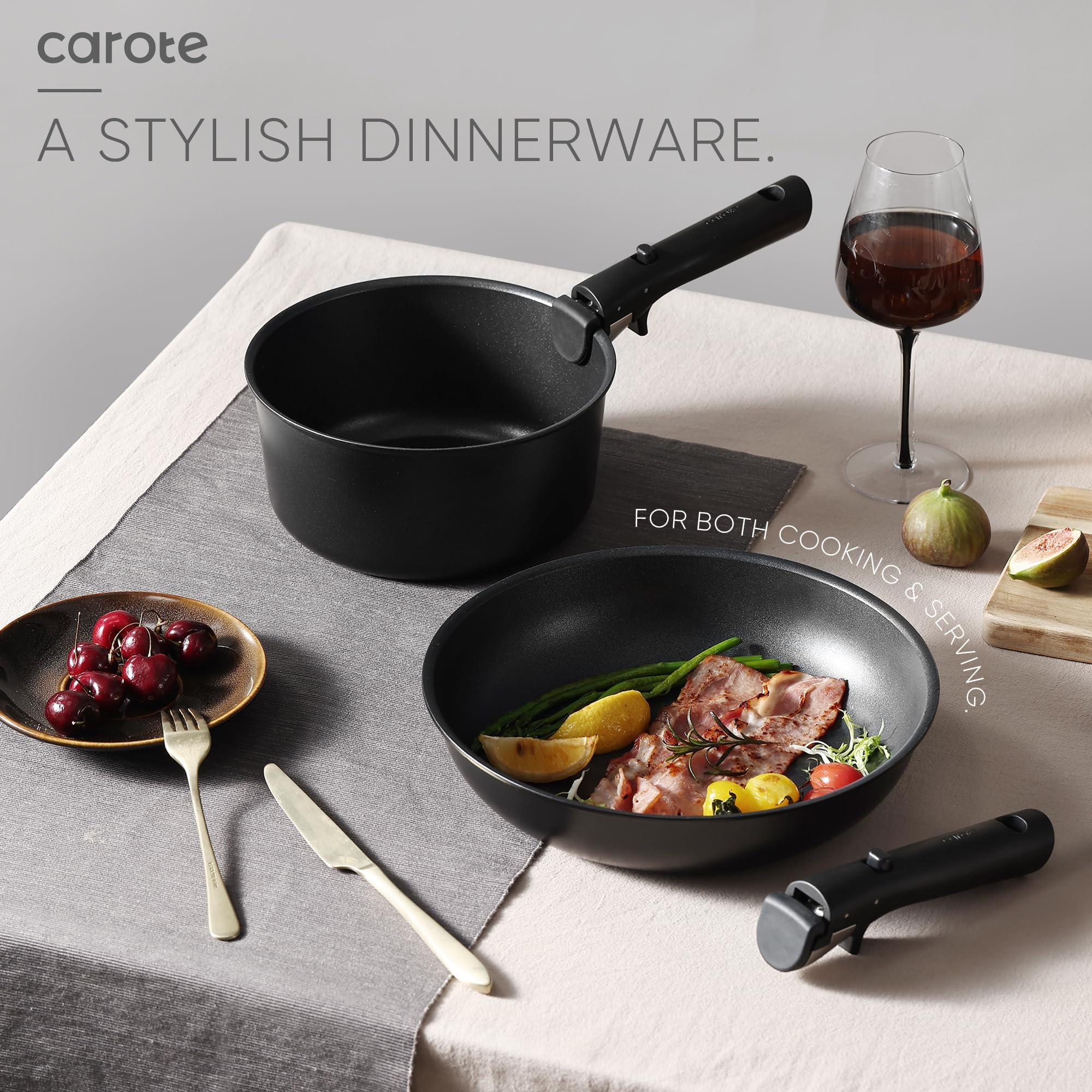 CAROTE stacked cookware without handles, space-saving storage to free cabinet room
