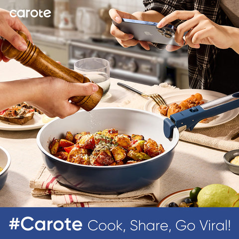CAROTE stockpot on stove showing even heating and simmering control