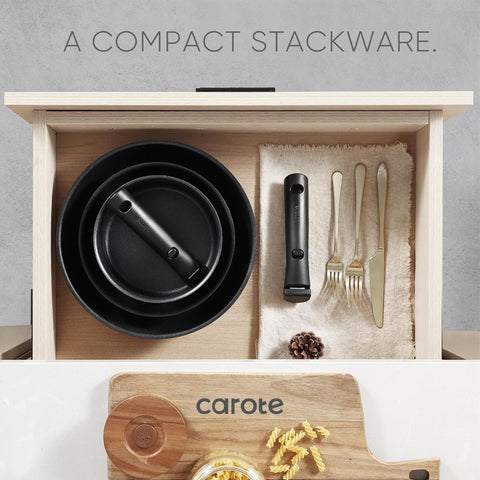 CAROTE cookware on table serving dinner, stylish transition from stove to table