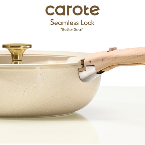 CAROTE utensils and pan protectors arranged to protect surfaces and add serving convenience