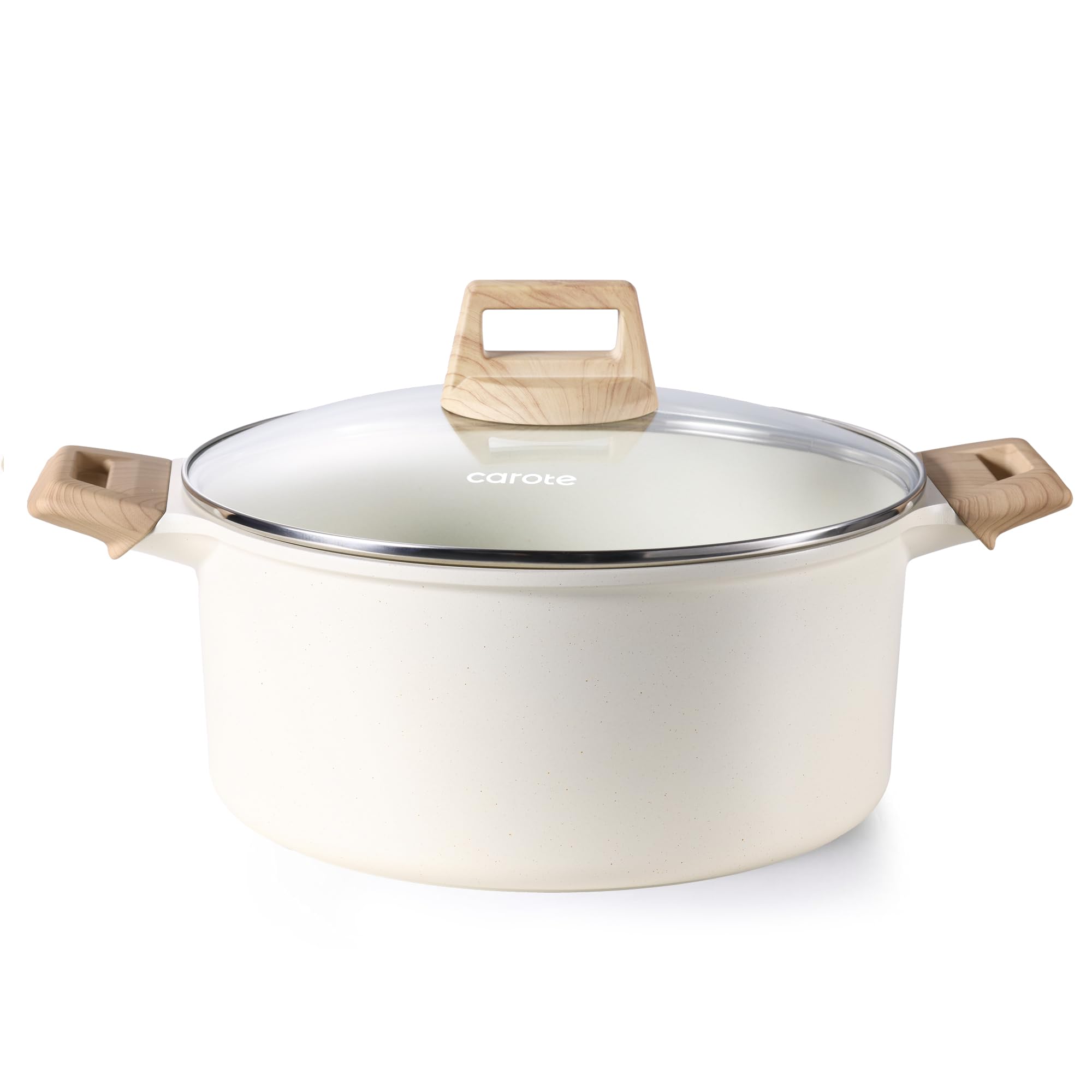 CAROTE front view of white granite stock pot showing elegant finish and durability