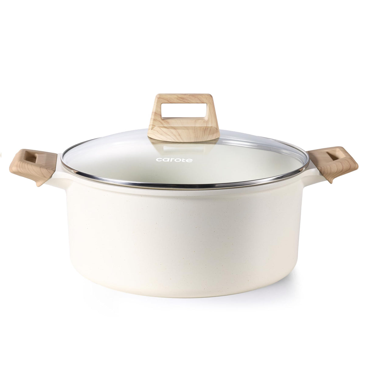 CAROTE front view of white granite stock pot showing elegant finish and durability