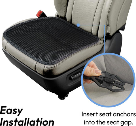 carrotez side profile installed on car seat demonstrating raised ventilation benefit
