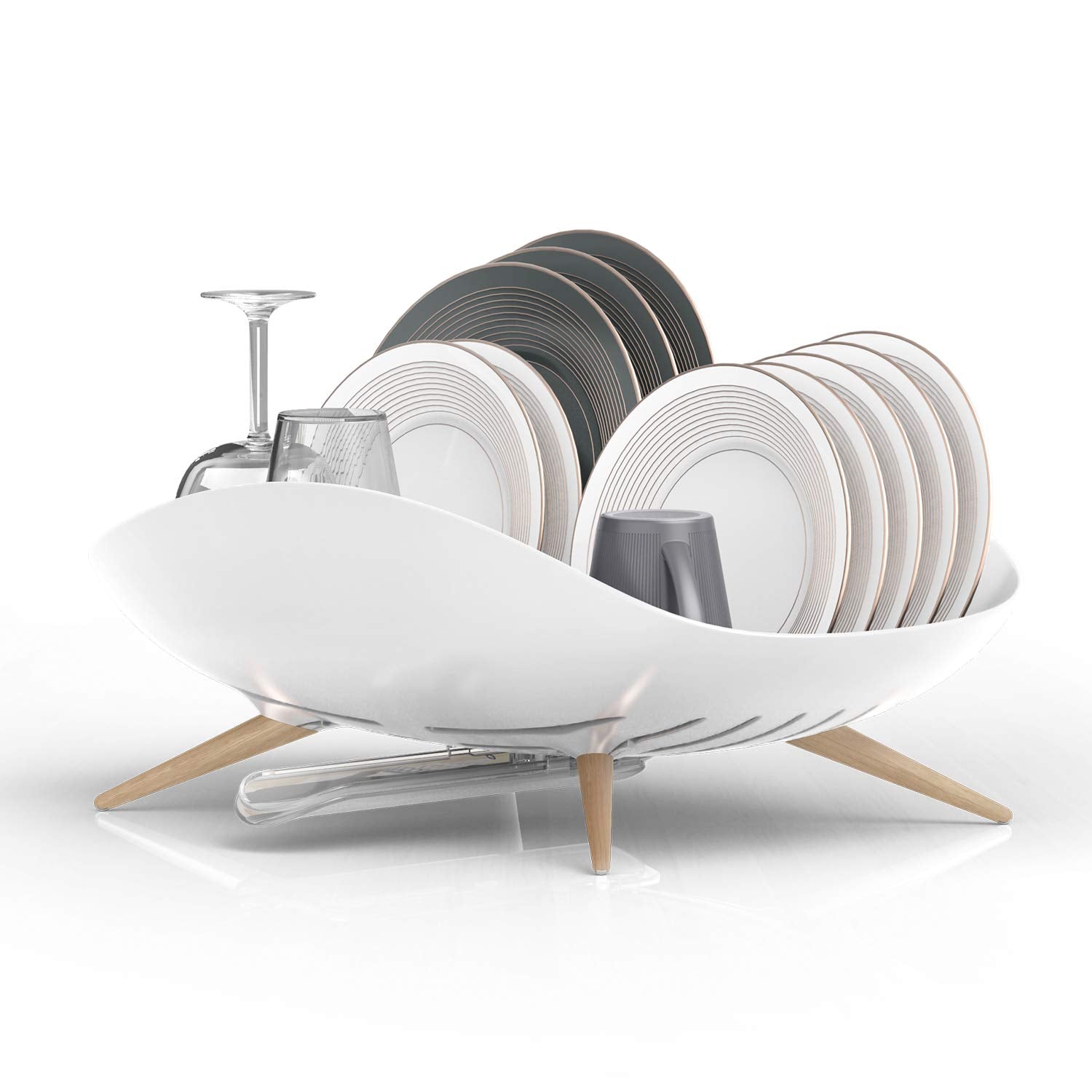 carrotez white wide rack front view showing organized dishes and space-saving benefit
