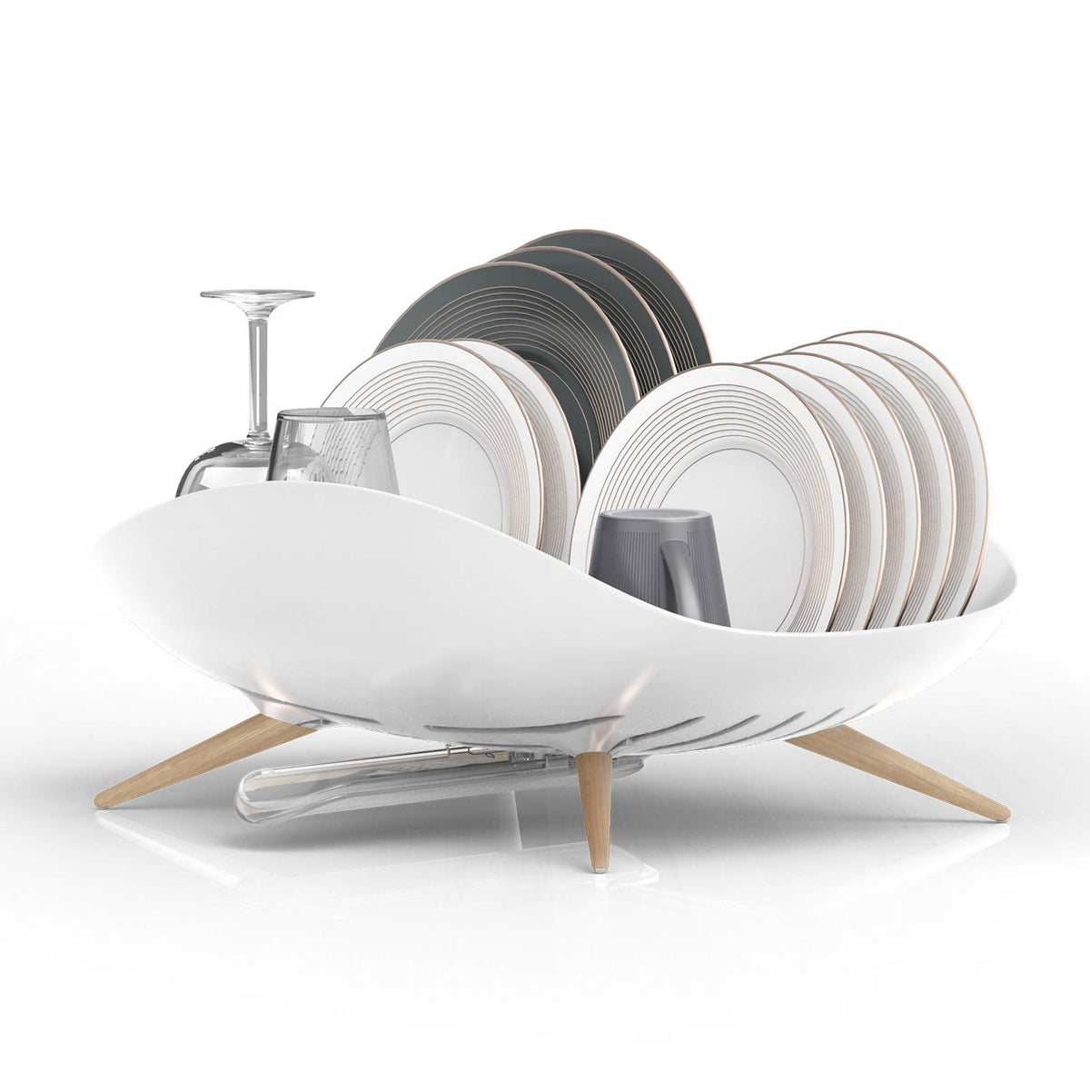 carrotez white wide rack front view showing organized dishes and space-saving benefit