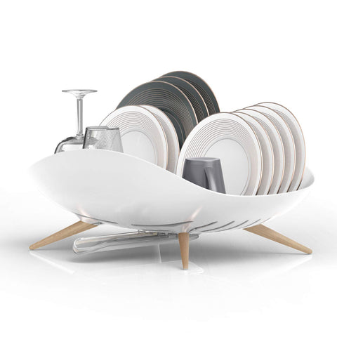carrotez white wide rack front view showing organized dishes and space-saving benefit