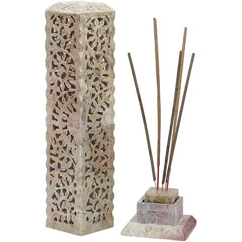Carry Me front view of vertical soapstone burner showing elegant silhouette and stability