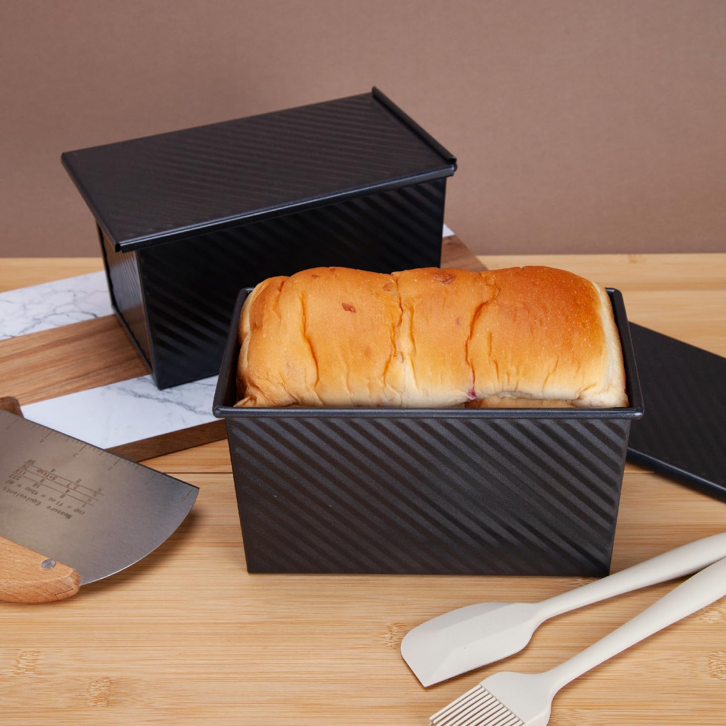 CARTMAN baked sandwich loaf in pan demonstrating straight-sided uniform slices