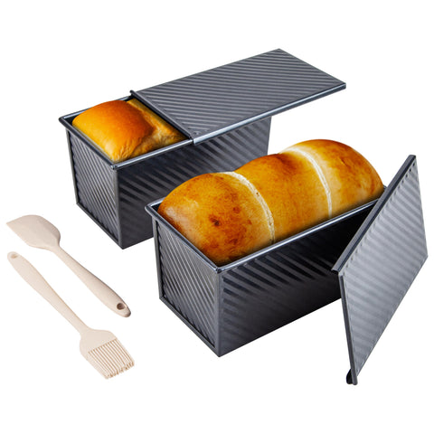 CARTMAN two-pack Pullman loaf pans front packaging showing included tools and lids for convenience