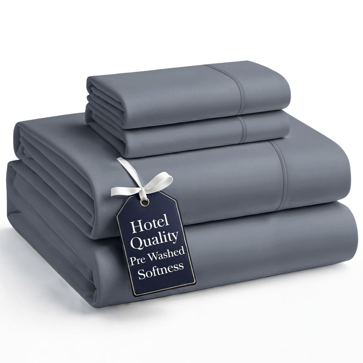 Casa Platino front packaging showing charcoal king sheet set and contents benefit durable presentation