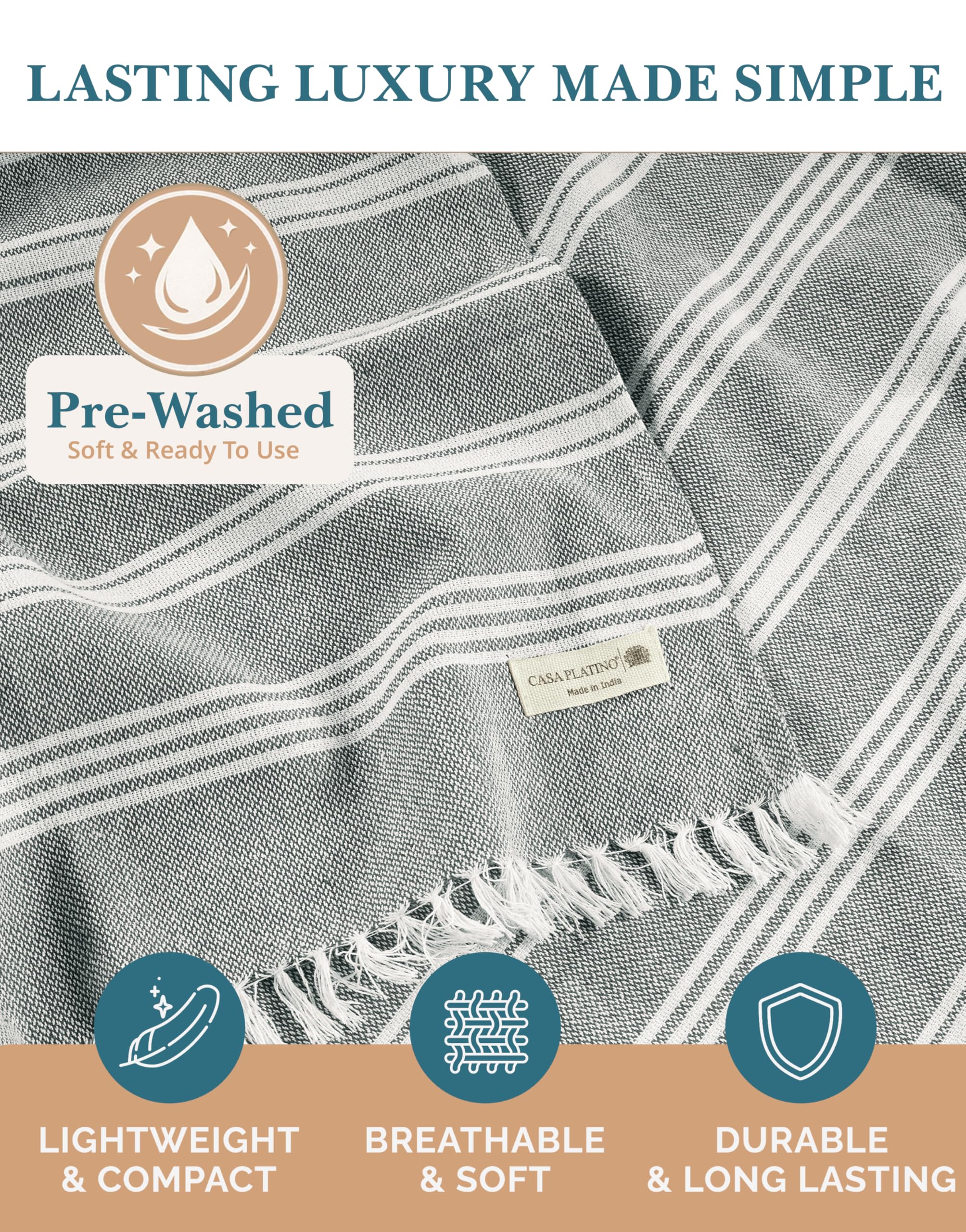 Casa Platino close-up of Turkish-style weave highlighting quick-dry, sand-shedding texture
