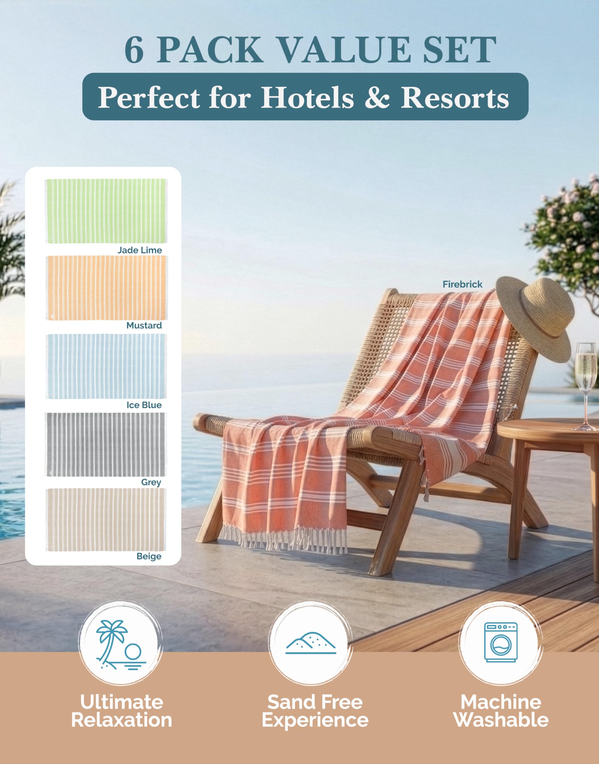 Casa Platino Earthburst towel spread flat on sand demonstrating full 39x71 coverage
