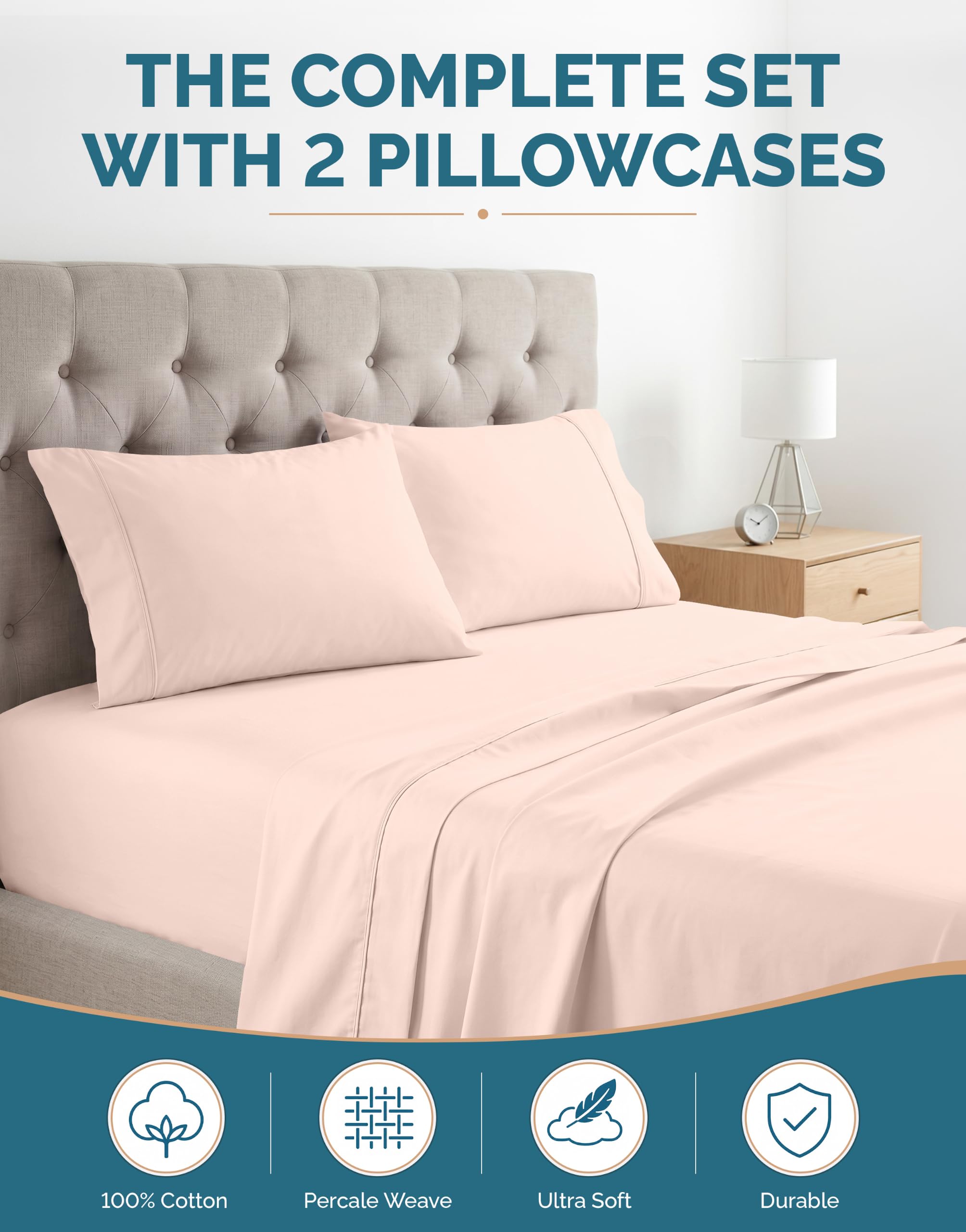 Casa Platino fitted sheet 15-inch deep pocket detail showing secure fit benefit