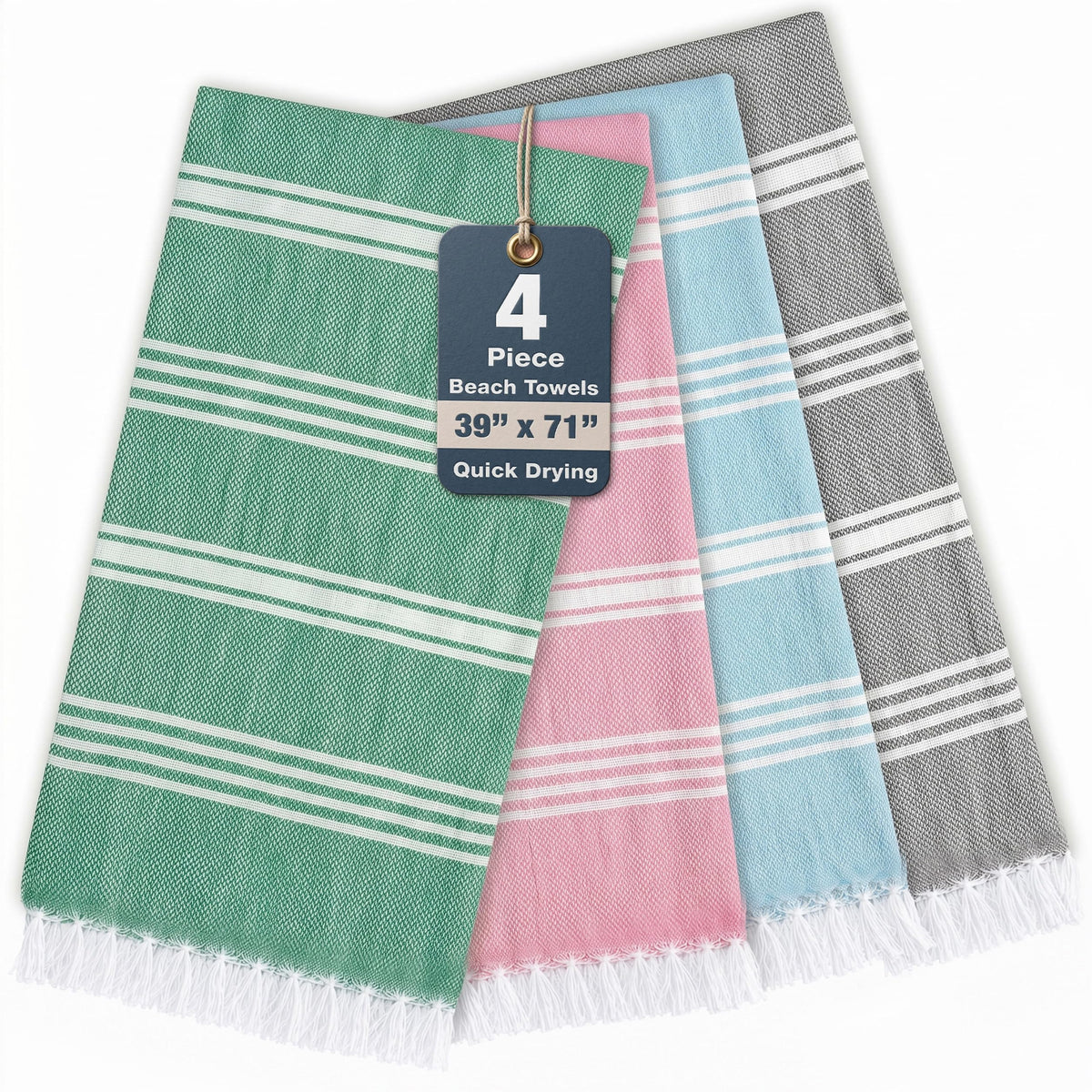 Casa Platino folded towel front view showing compact packability and style