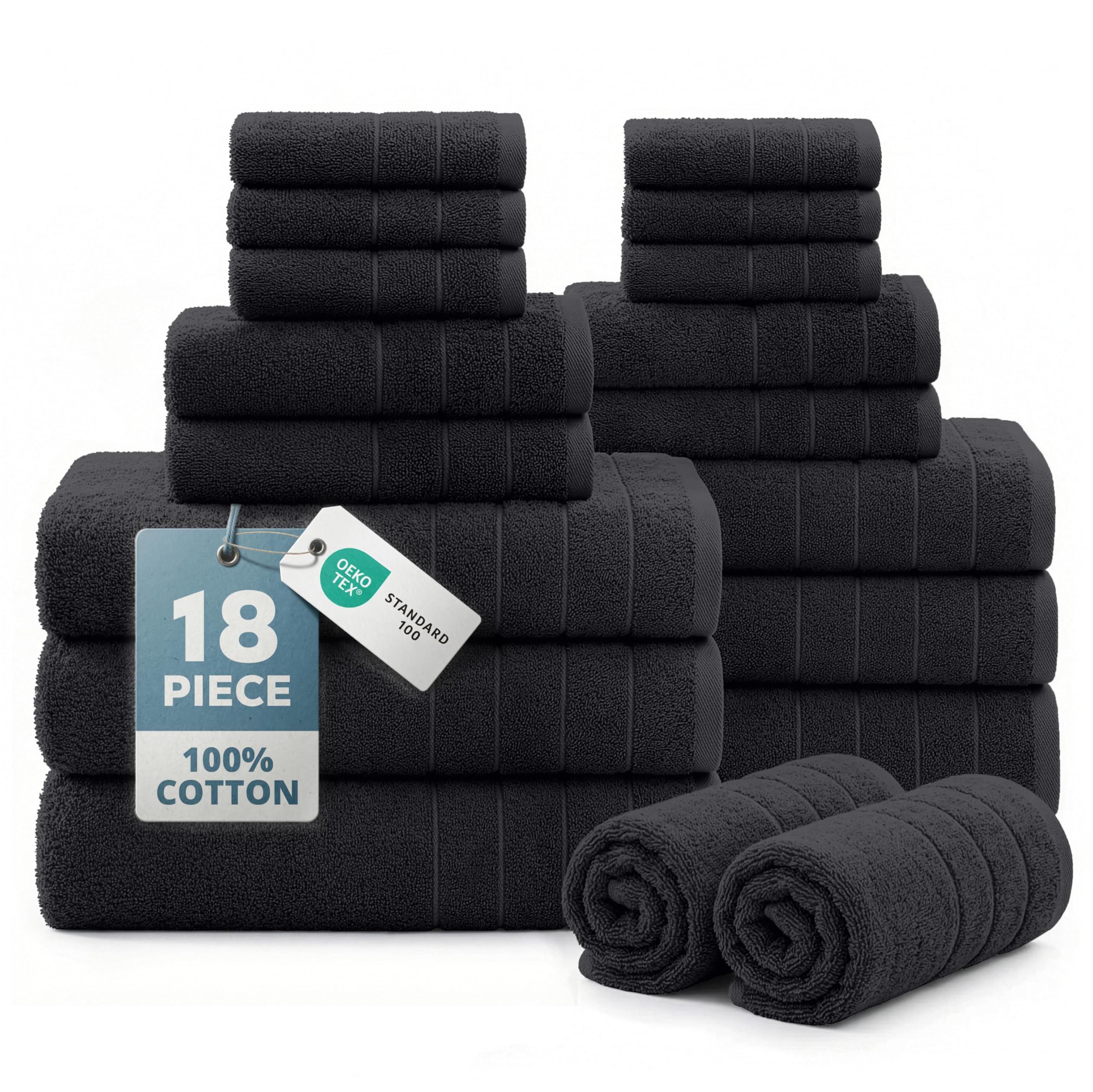 Casa Platino front packaging showing black towel set and value
