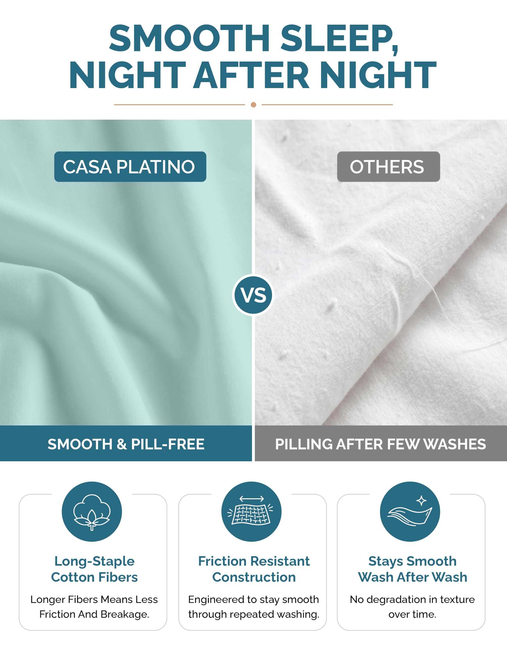 Casa Platino OEKO-TEX and care label indicating tested materials and easy care
