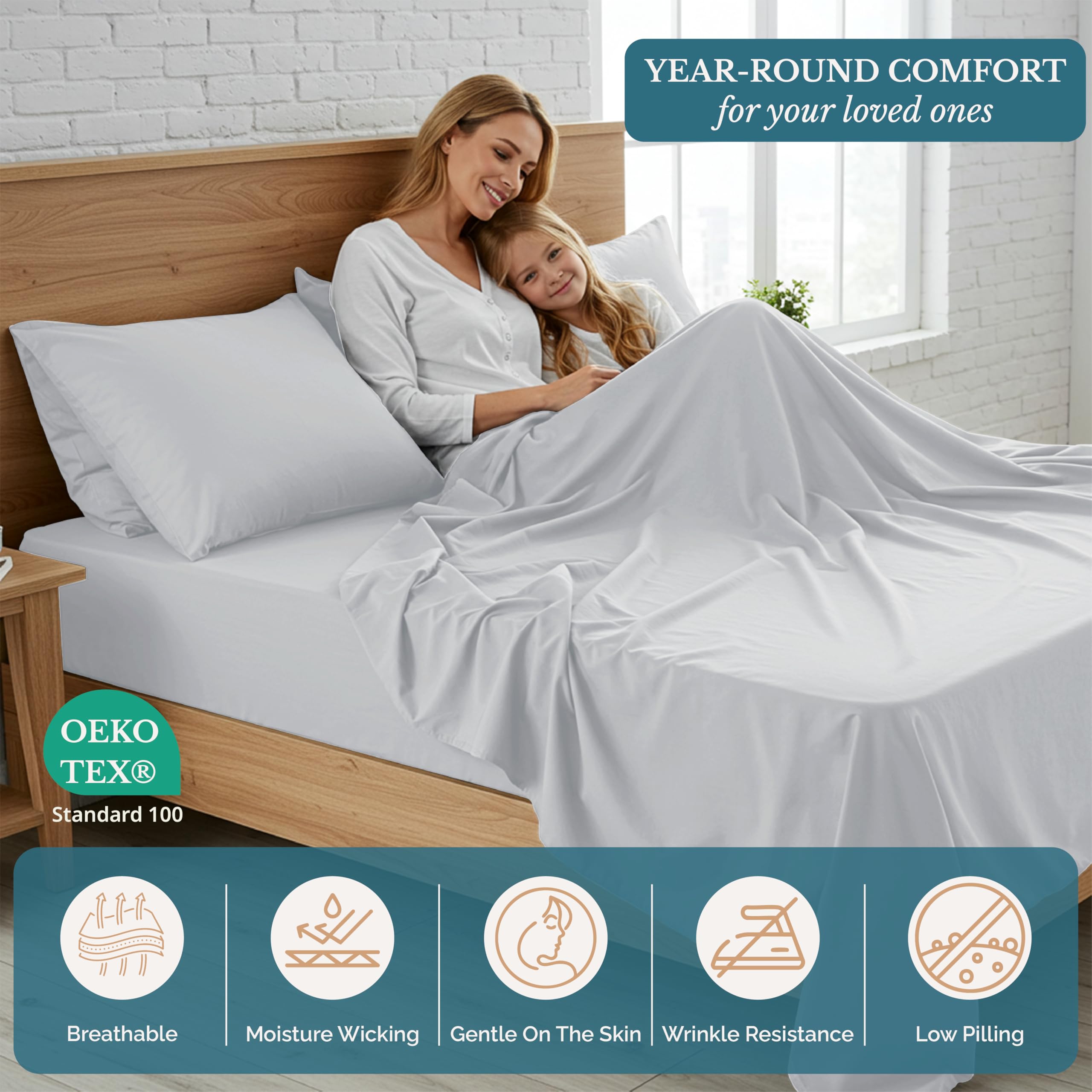 Casa Platino two pillowcases stacked to highlight soft weave and matching color consistency