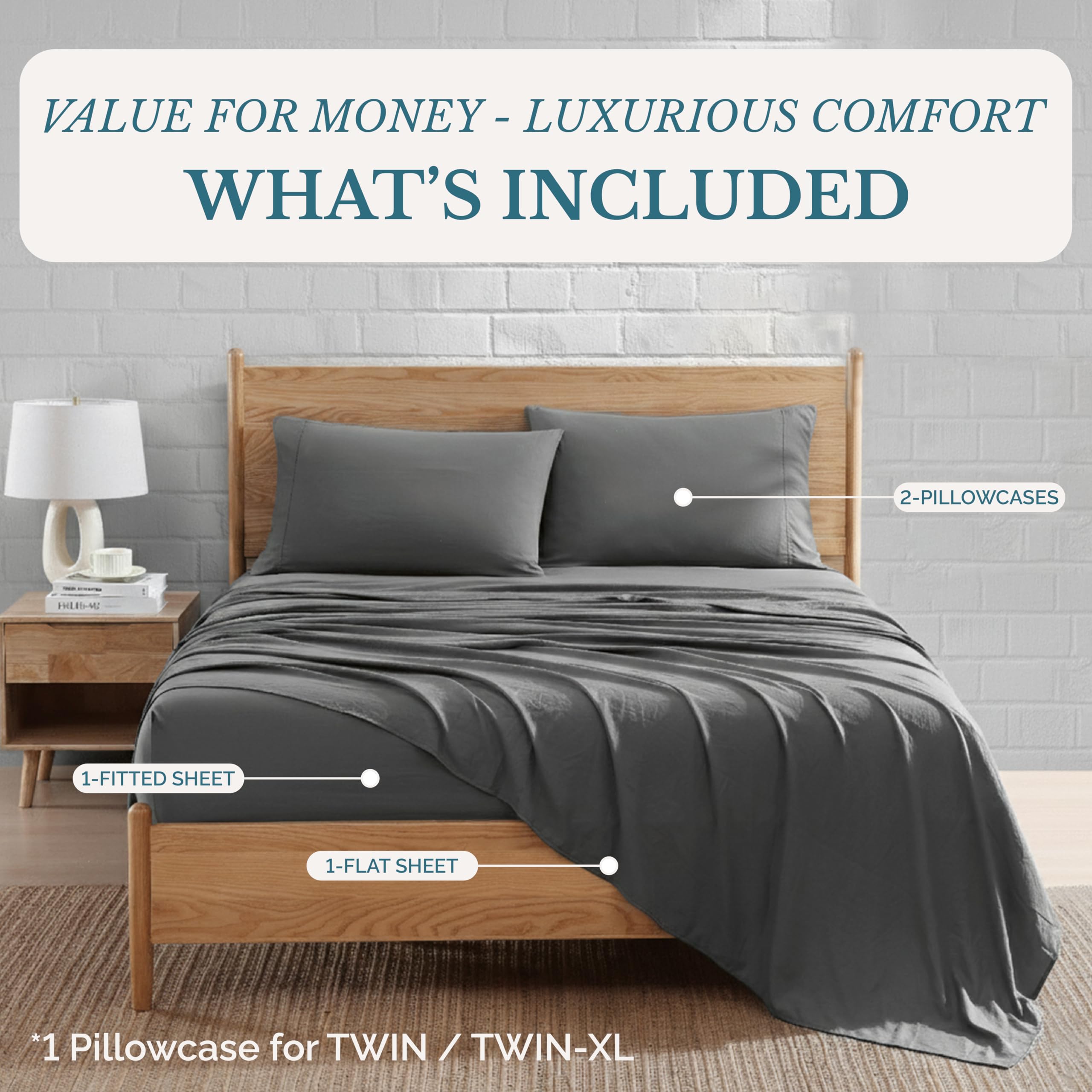 Casa Platino two pillowcases side-by-side highlighting soft finish and matching set coordination