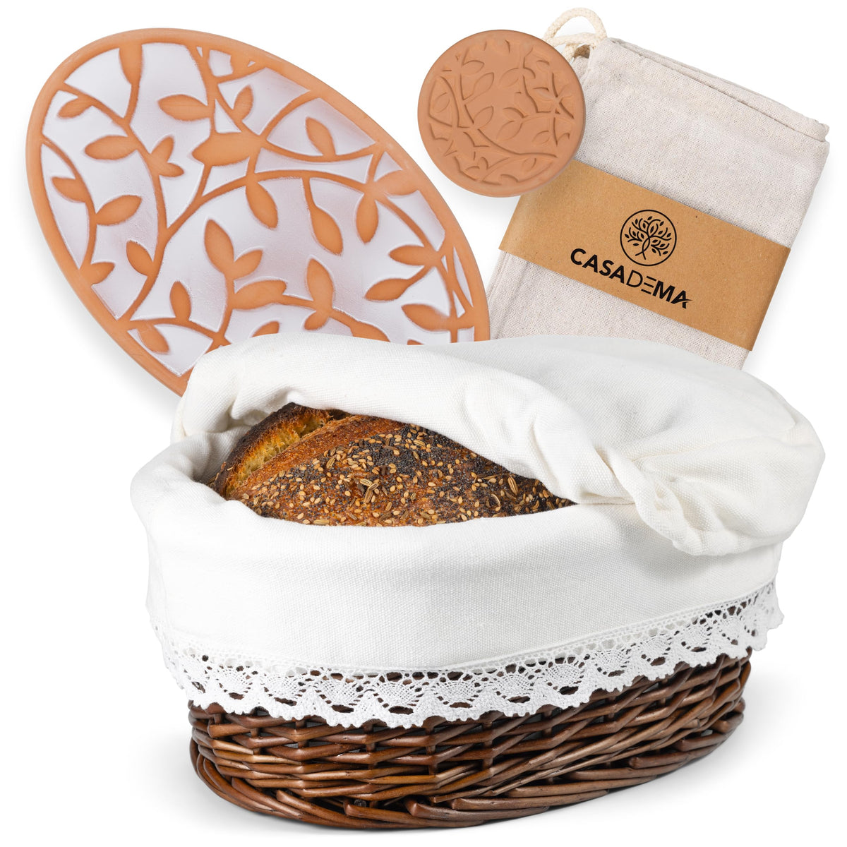CASADEMA front view of oval willow basket showing elegant presentation and warmth benefit