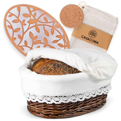 CASADEMA front view of oval willow basket showing elegant presentation and warmth benefit