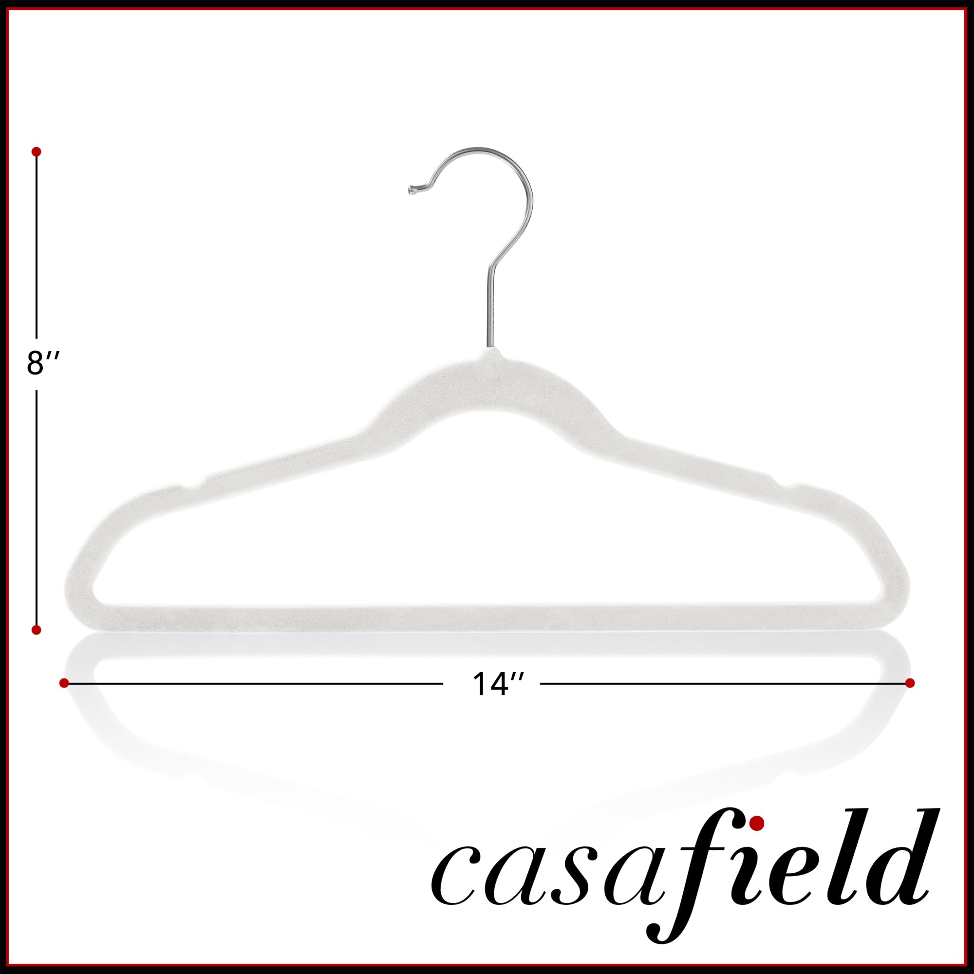 Casafield 14-inch hanger beside child’s shirt for size clarity and fit