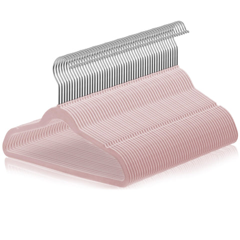 Casafield front packaging showing 50 light pink kid's hangers for easy decluttering