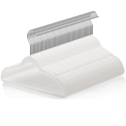 Casafield front packaging showing 50 ivory velvet hangers and space-saving benefit