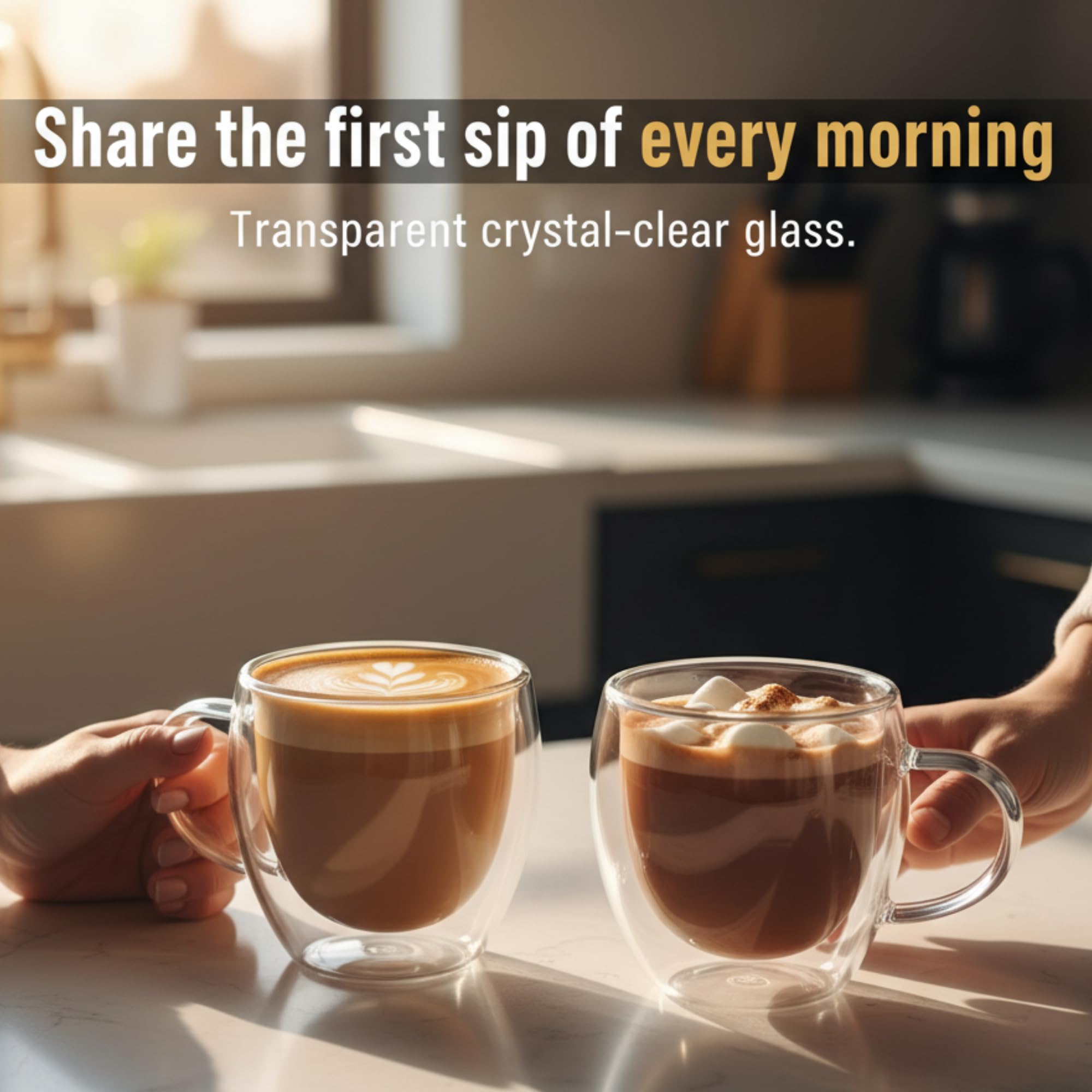 Casafoyer latte layers visible through glass showing aesthetic presentation
