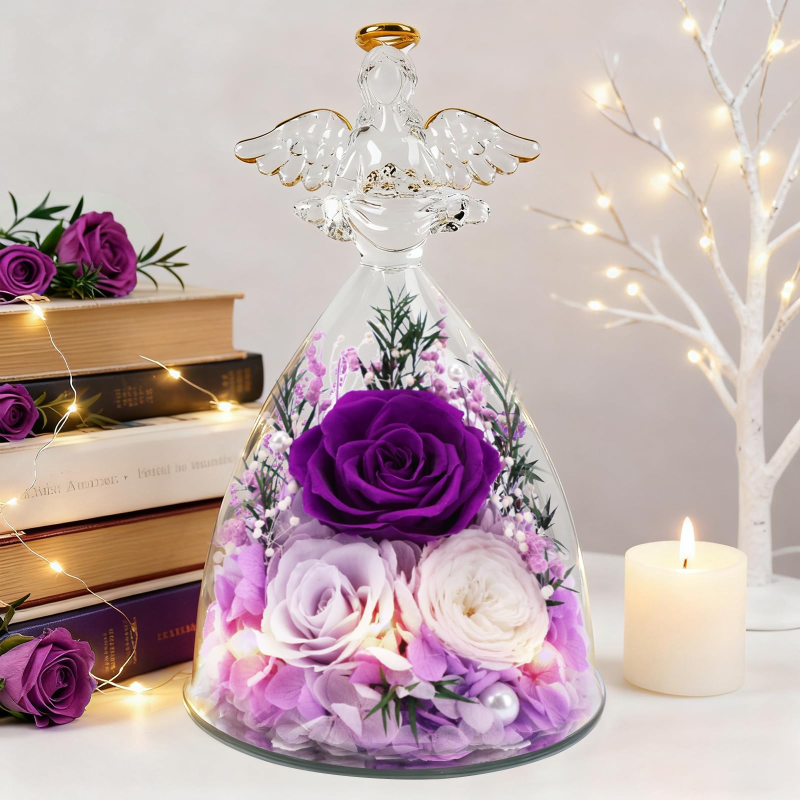 Casaido angel lit by warm LED as a soft nightlight providing comforting glow