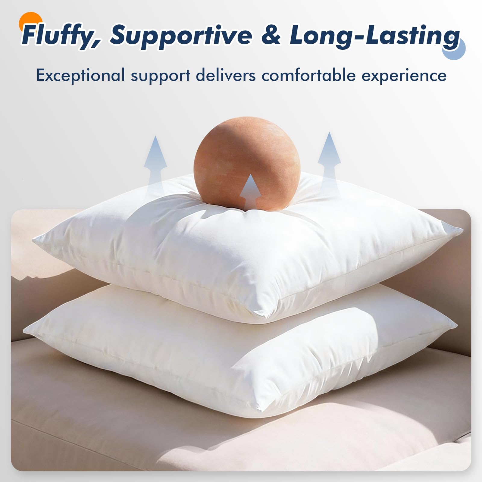 CASAJOY insert inside an 18x18 pillow cover illustrating easy fit