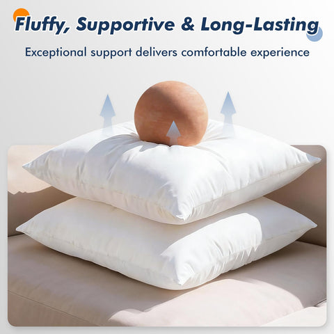 CASAJOY insert inside an 18x18 pillow cover illustrating easy fit
