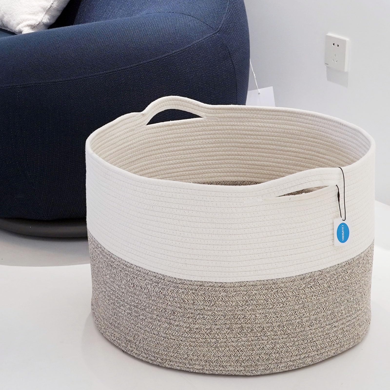 Casaphoria beside bed for scale showing how it fits bedside storage needs