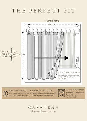 CasaTena folded curtain on shelf showing storage and color consistency