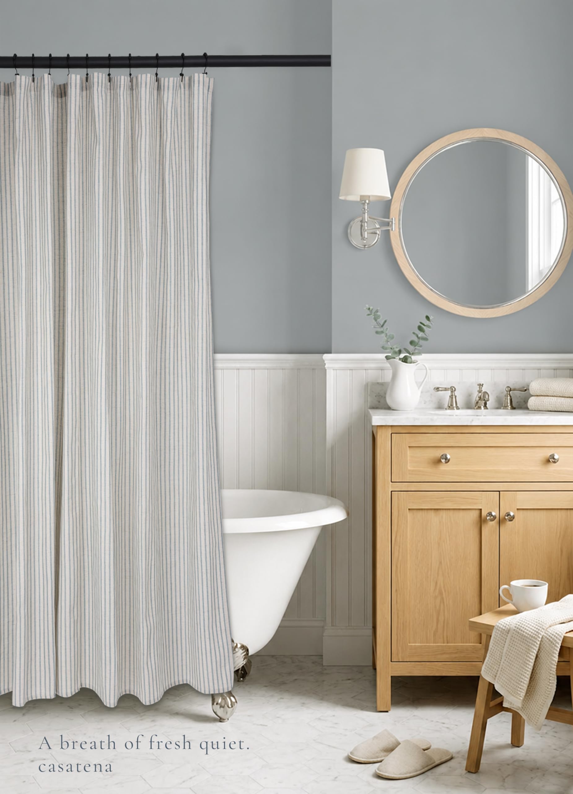 CasaTena curtain hung on straight rod showing easy installation benefit