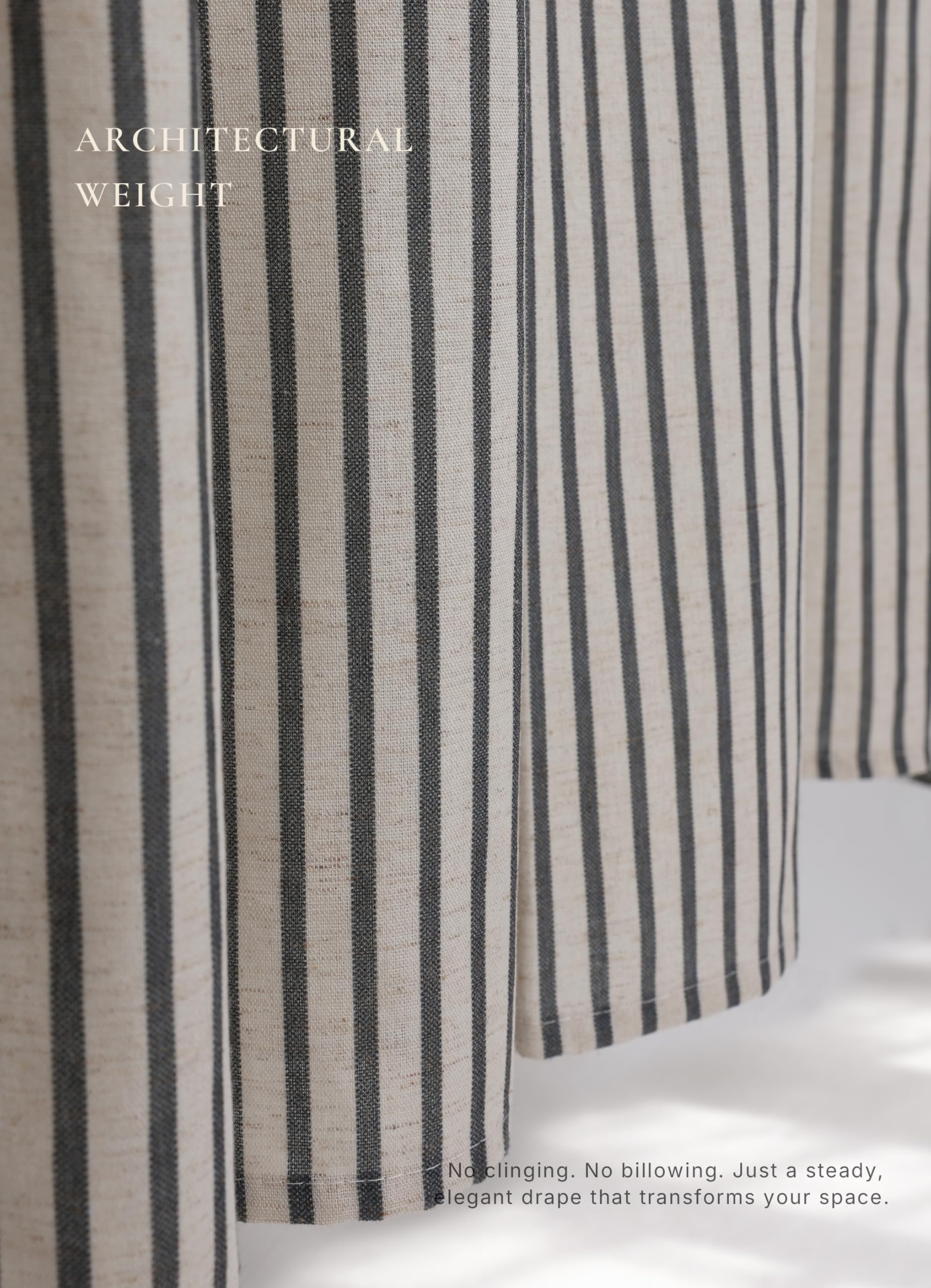 CasaTena detailed view of black stripes and hem for durable finish and clean look