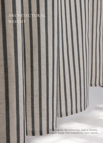 CasaTena detailed view of black stripes and hem for durable finish and clean look