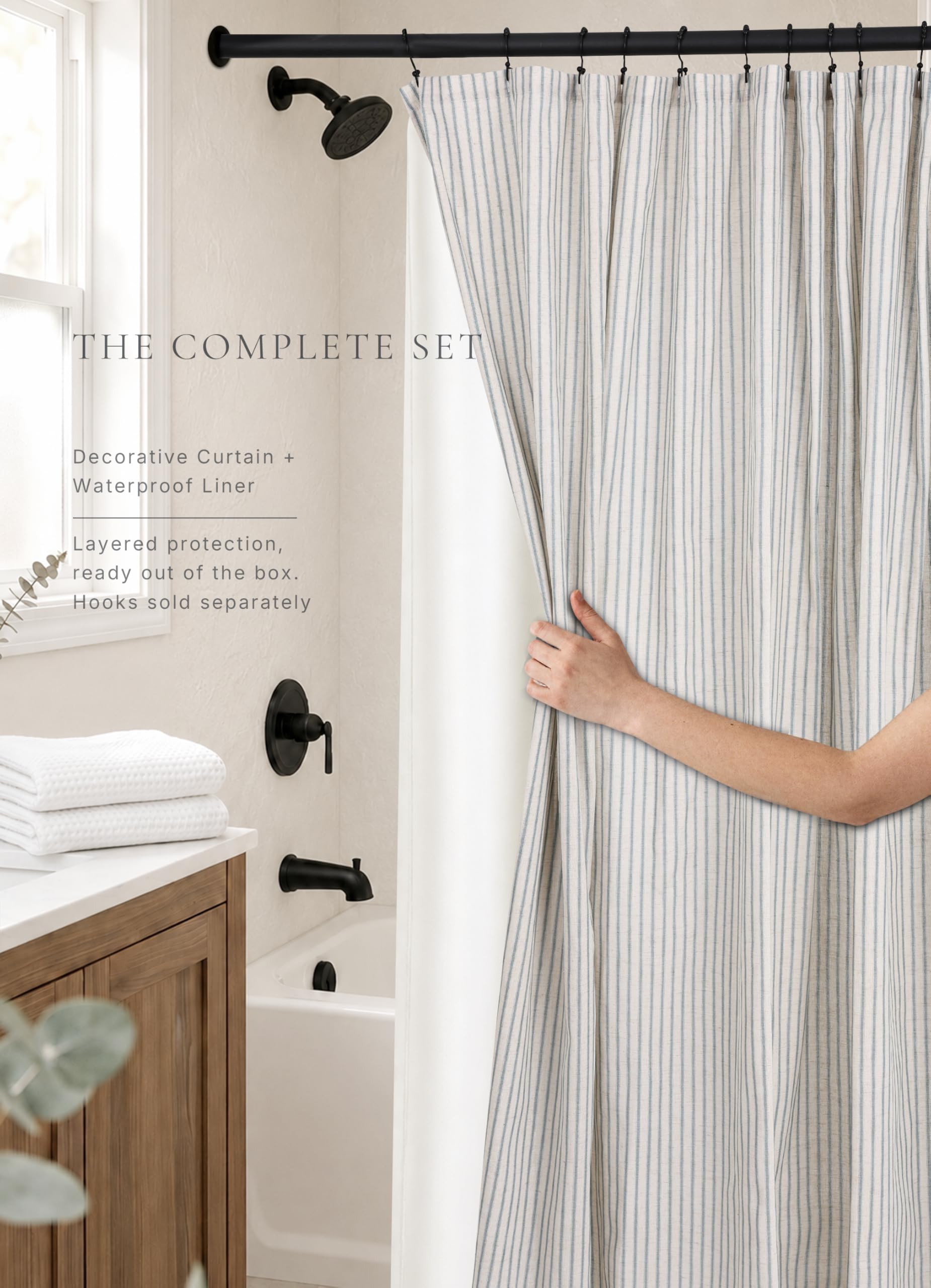CasaTena fabric close-up showing linen-blend texture and breathable benefit