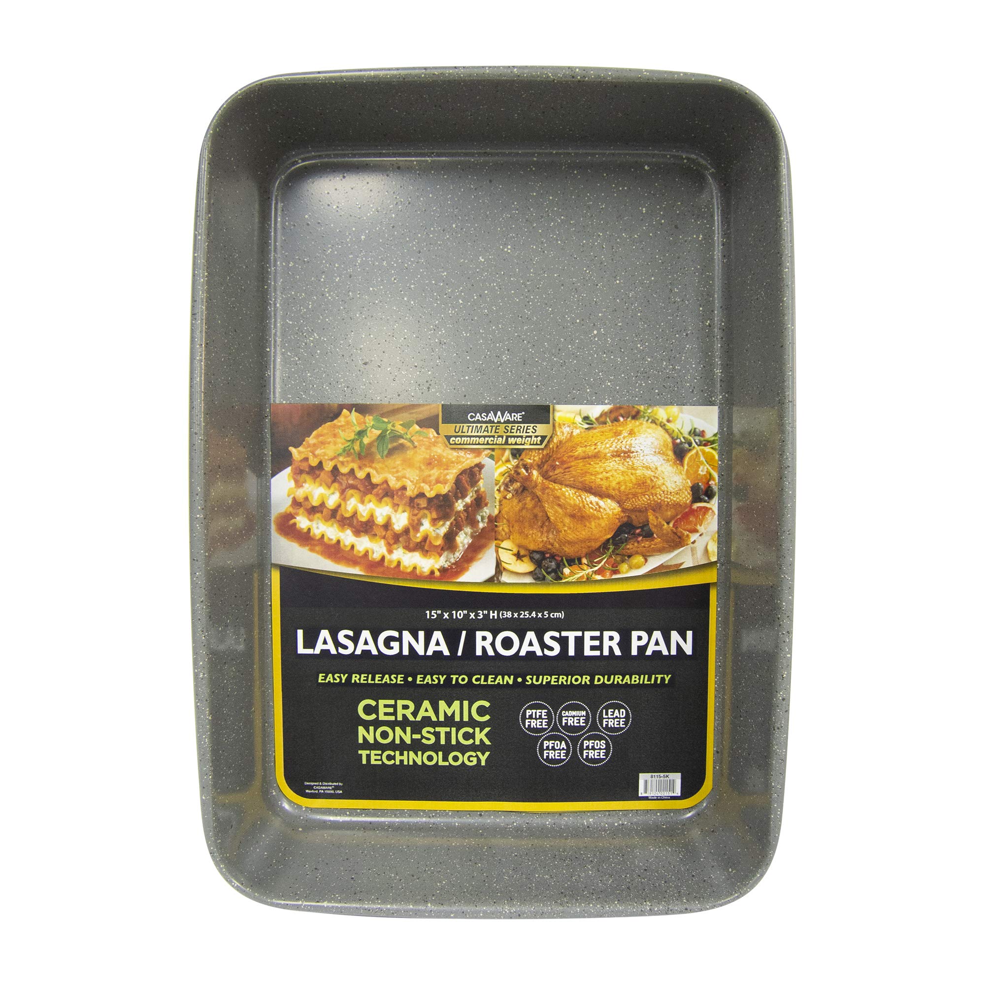 casaWare front view 15x10x3 pan showing size and clean edge for easy serving