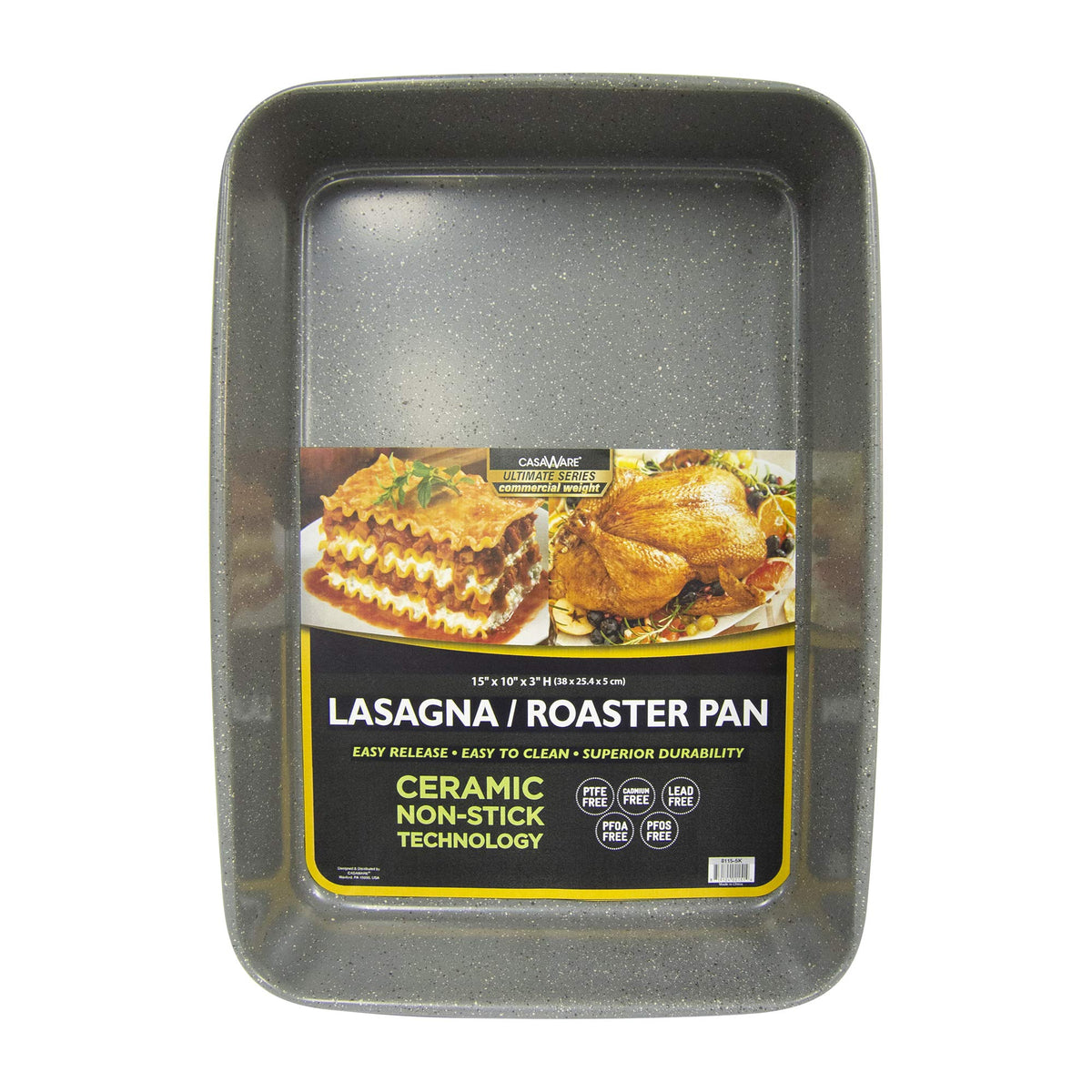 casaWare front view 15x10x3 pan showing size and clean edge for easy serving