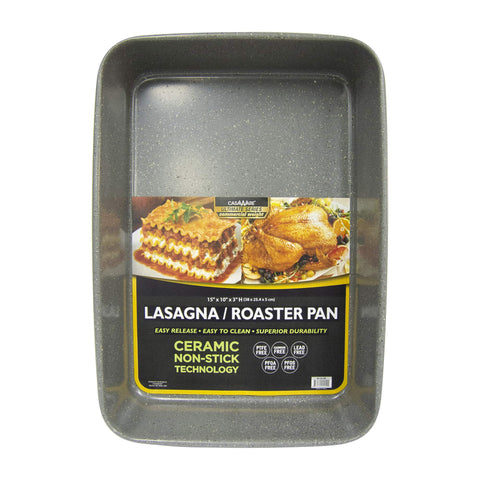 casaWare front view 15x10x3 pan showing size and clean edge for easy serving