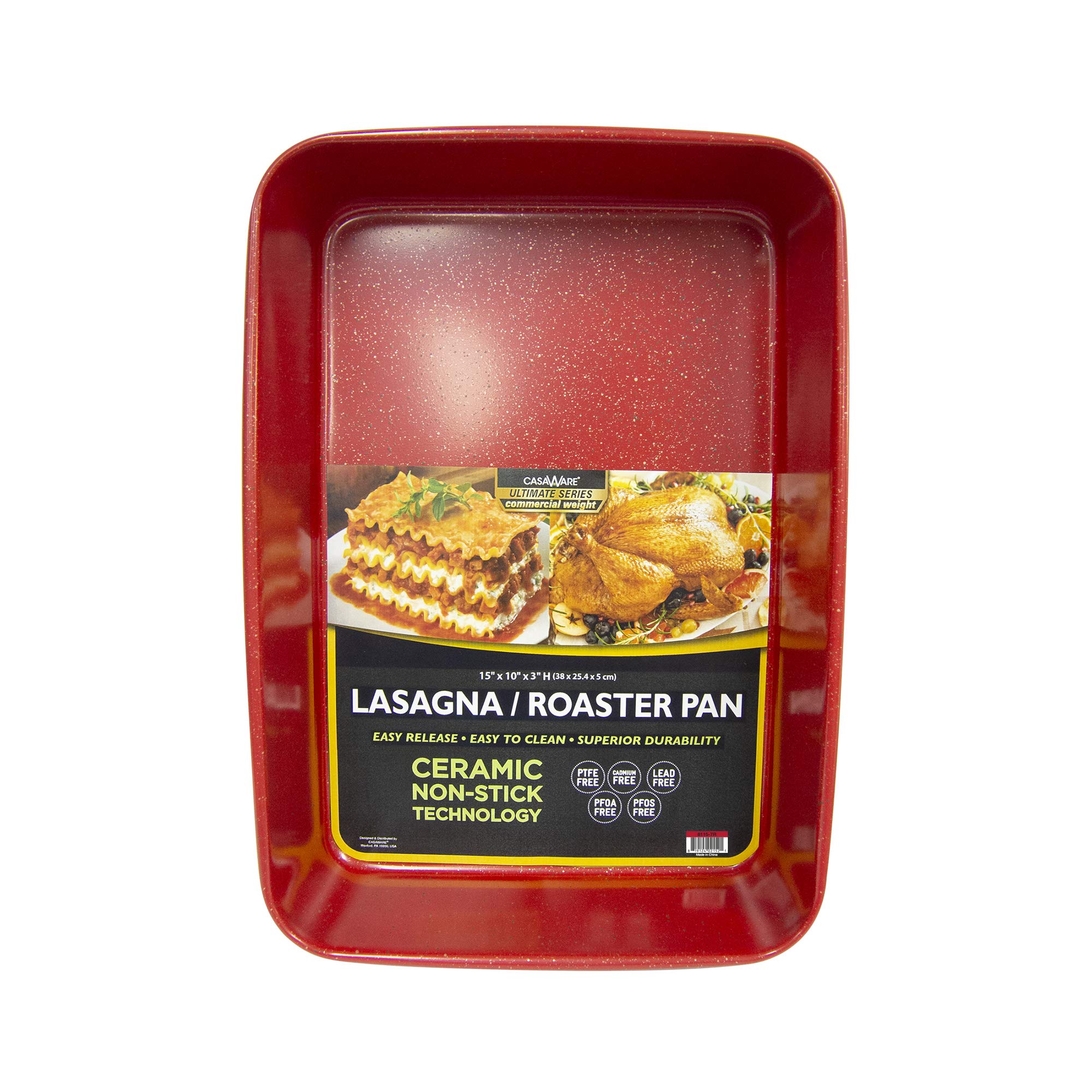 casaWare front view of red granite non-stick pan showing sturdy construction and easy release