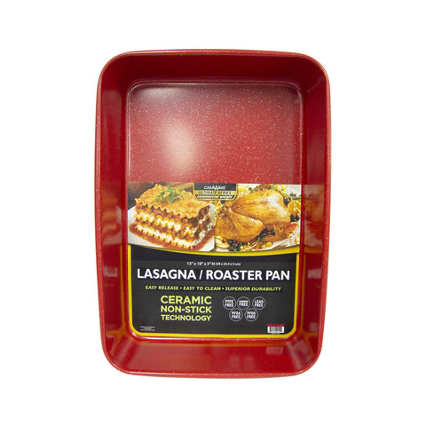 casaWare front view of red granite non-stick pan showing sturdy construction and easy release